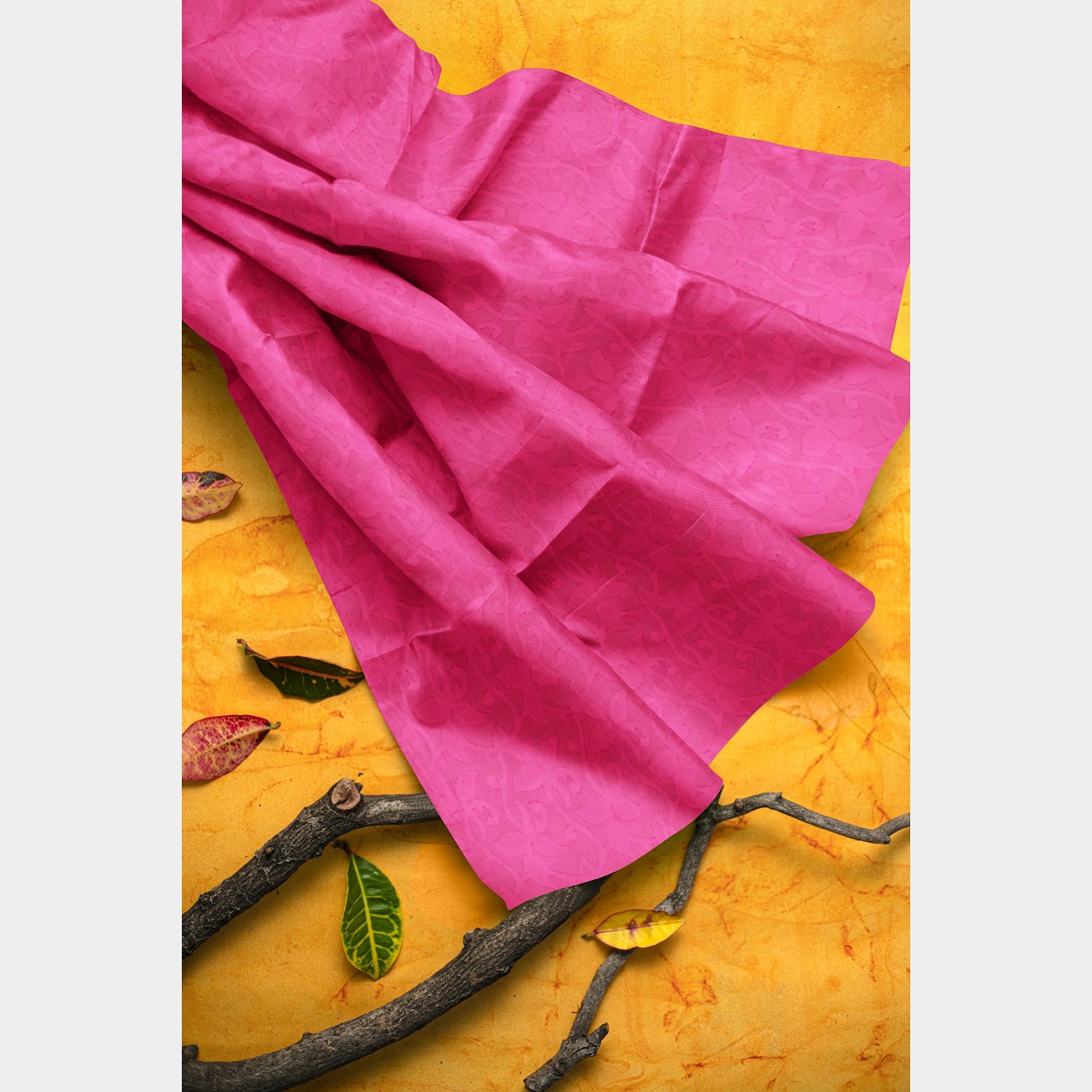 Magenta Pink Solid Jacquard Cotton Fabric Plain Weave 48 Inches TU-1989