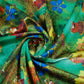 Multi Color Digital Print Golden Shimmer Satin Fabric Trade UNO