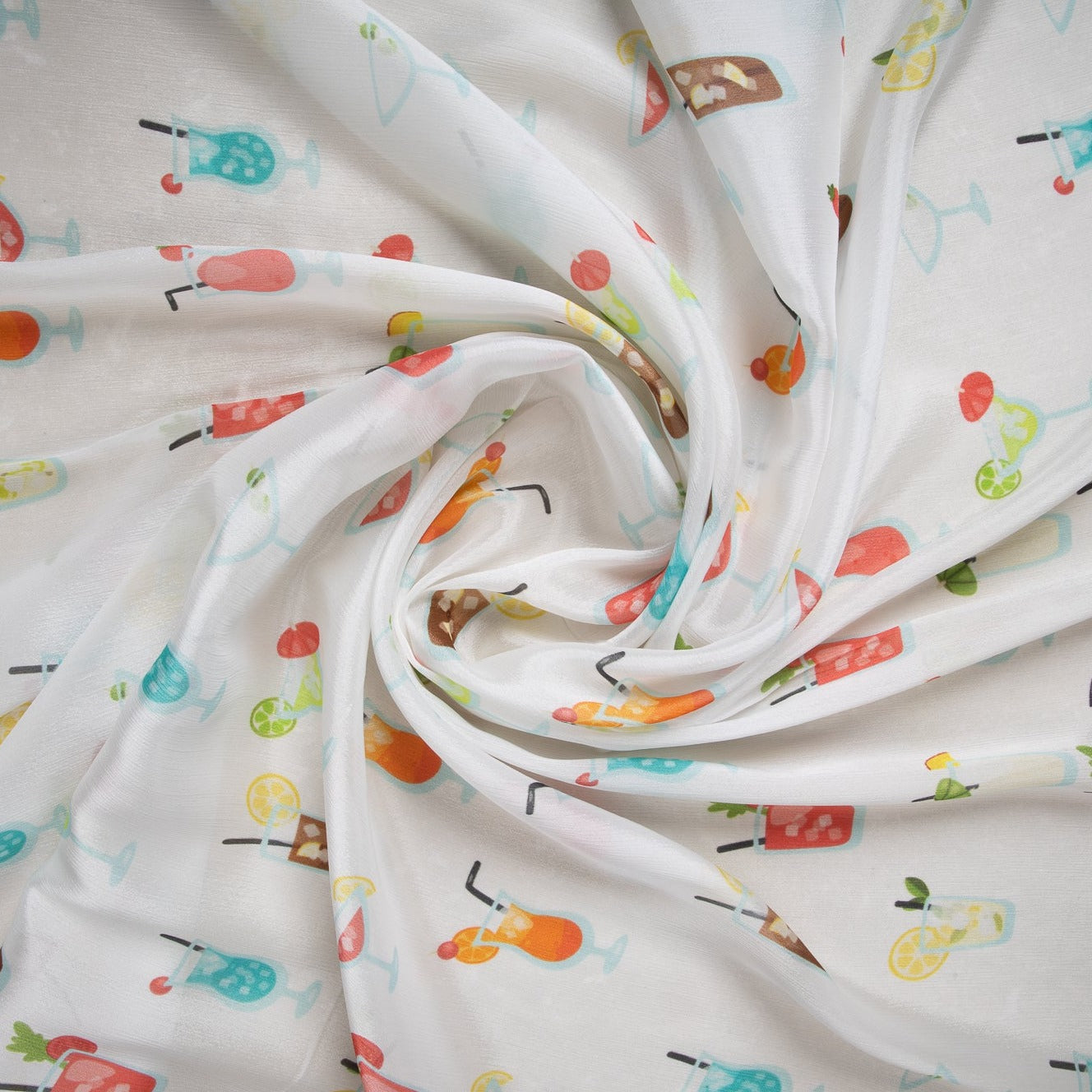 Multi Color Quirky Print Chinnon Chiffon Fabric Trade UNO