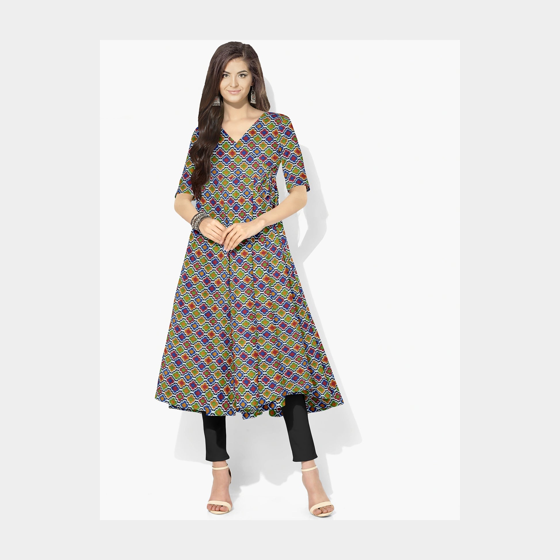 Multicolor Moroccan Print With Kantha Cotton Fabric Trade UNO
