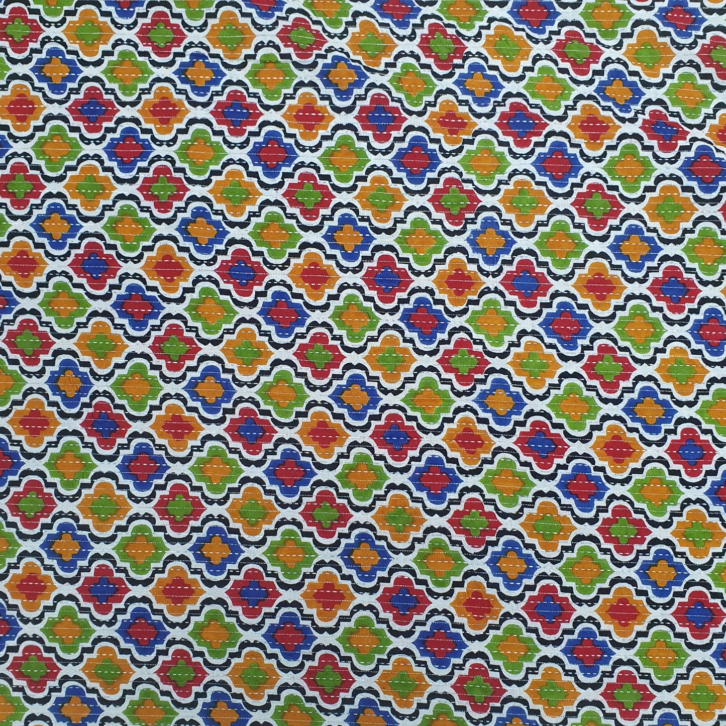 Multicolor Moroccan Print With Kantha Cotton Fabric Trade UNO