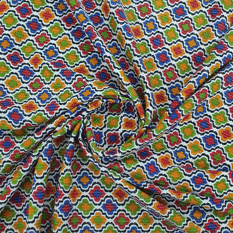 Multicolor Moroccan Print With Kantha Cotton Fabric Trade UNO