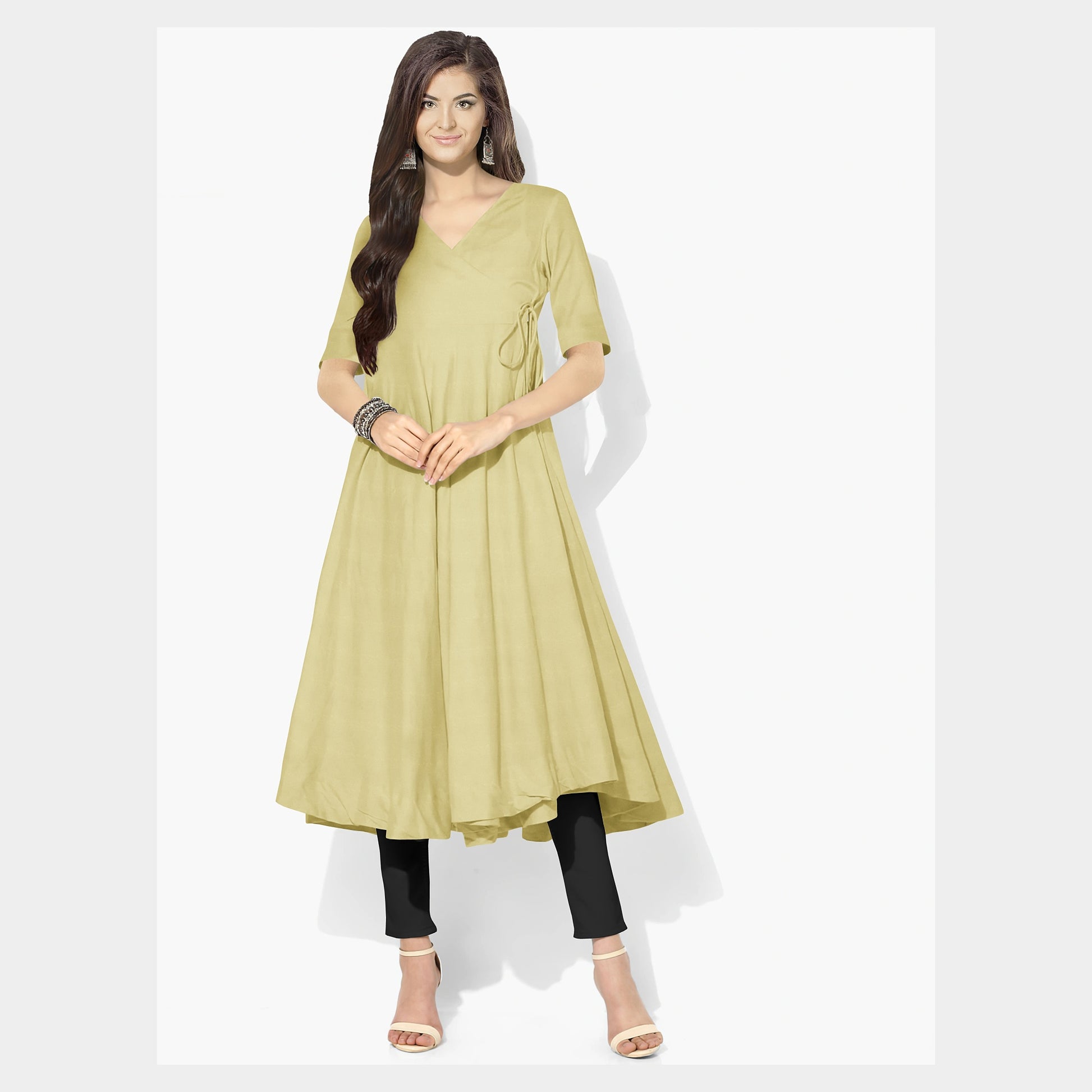 Mustard Yellow Solid Crape Fabric Trade Uno