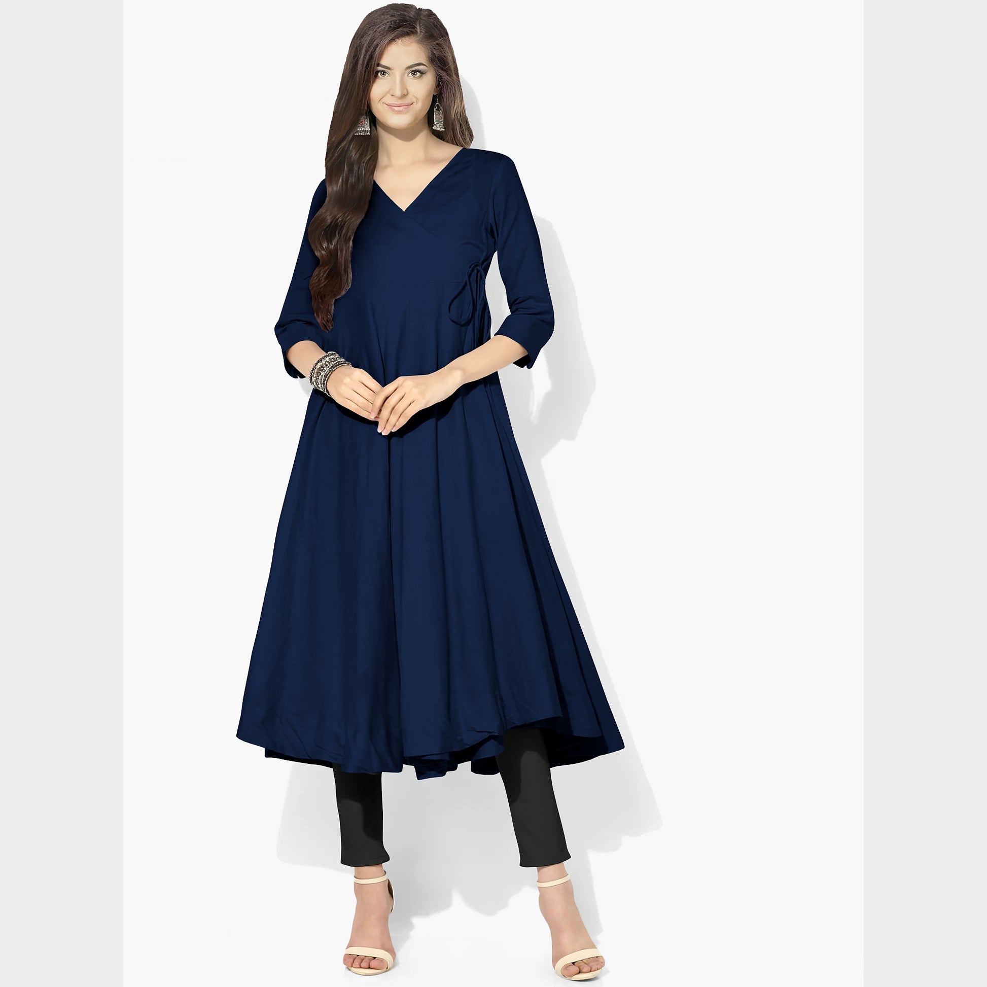 Navy Blue Solid Georgette Fabric Trade UNO