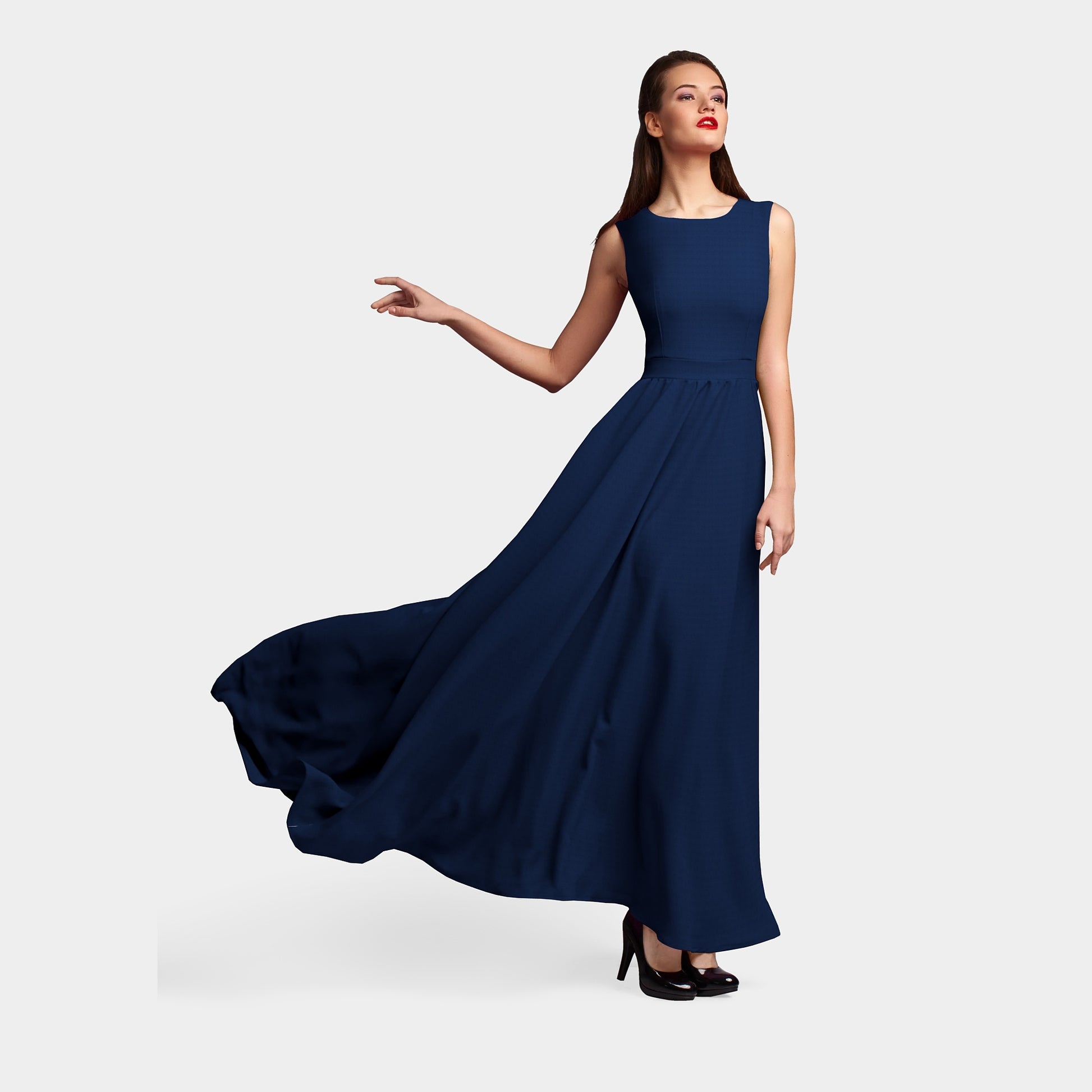 Navy Blue Solid Georgette Fabric Trade UNO