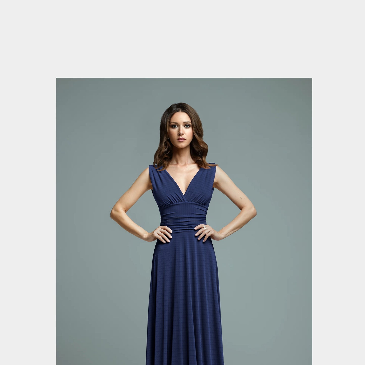 Solid Navy Blue Poly Velvet Fabric Dress