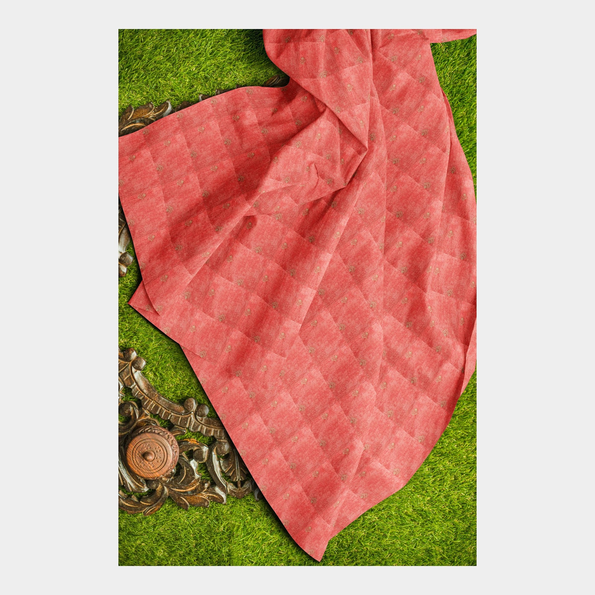 Orange Foil Print Rayon Viscose Fabric Trade UNO
