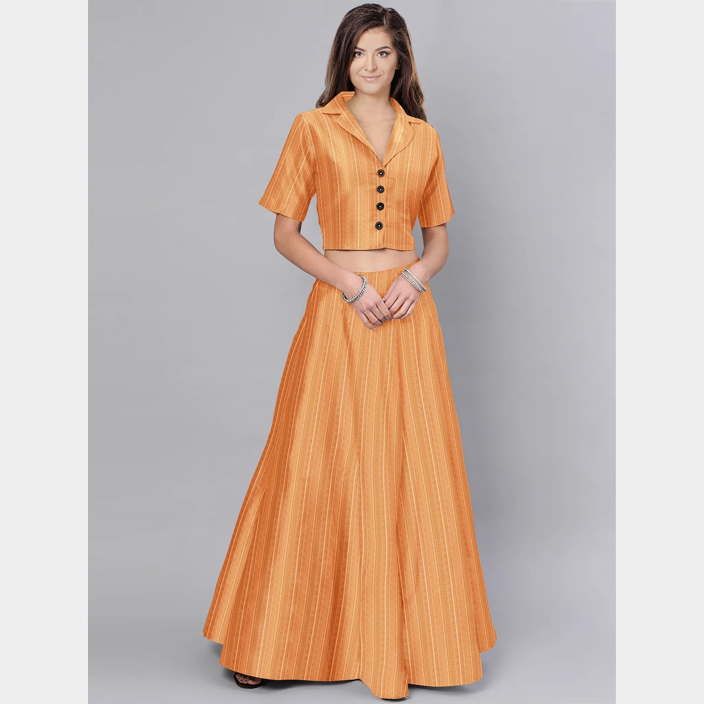 Orange Solid Jacquard Cotton Fabric, Plain Weave 48 Inches, TU-2007