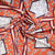 Orange Square Floral Print Crepe Fabric Trade UNO