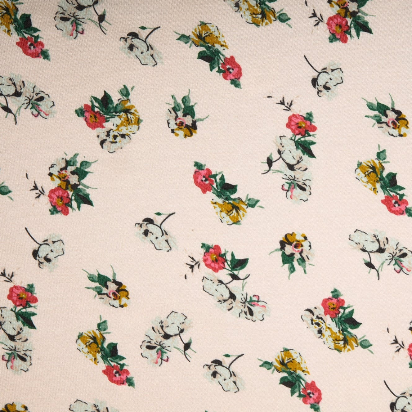 Buy Peach Ditsy Floral Print Rayon Fabric Online