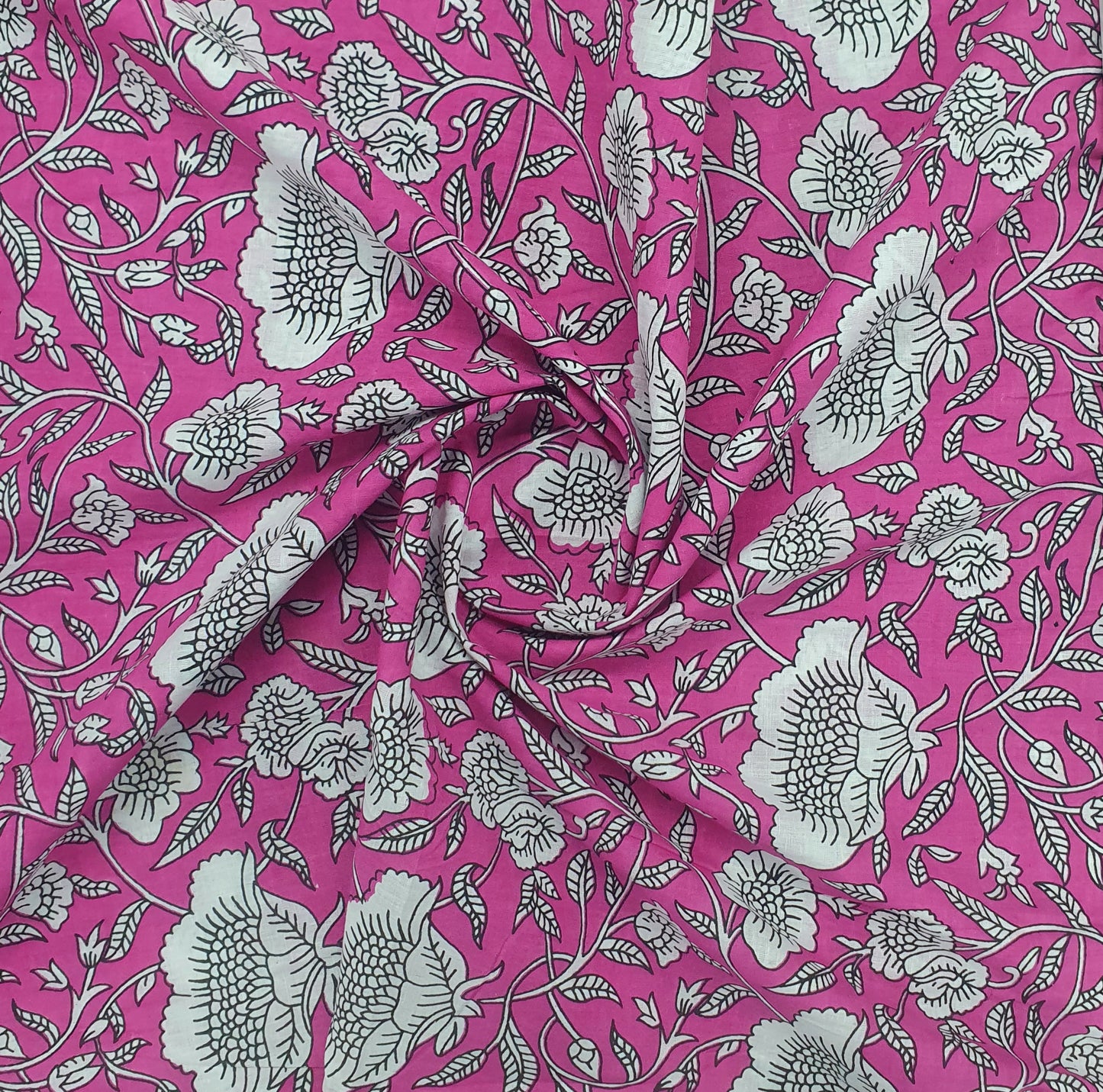 Pink Floral Print Cotton Fabric Trade UNO