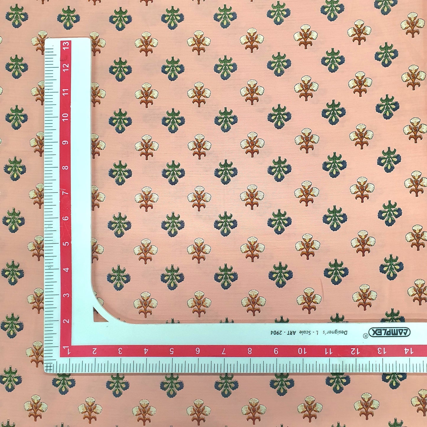 Pink Floral With Foil Print Rayon Fabric Trade UNO
