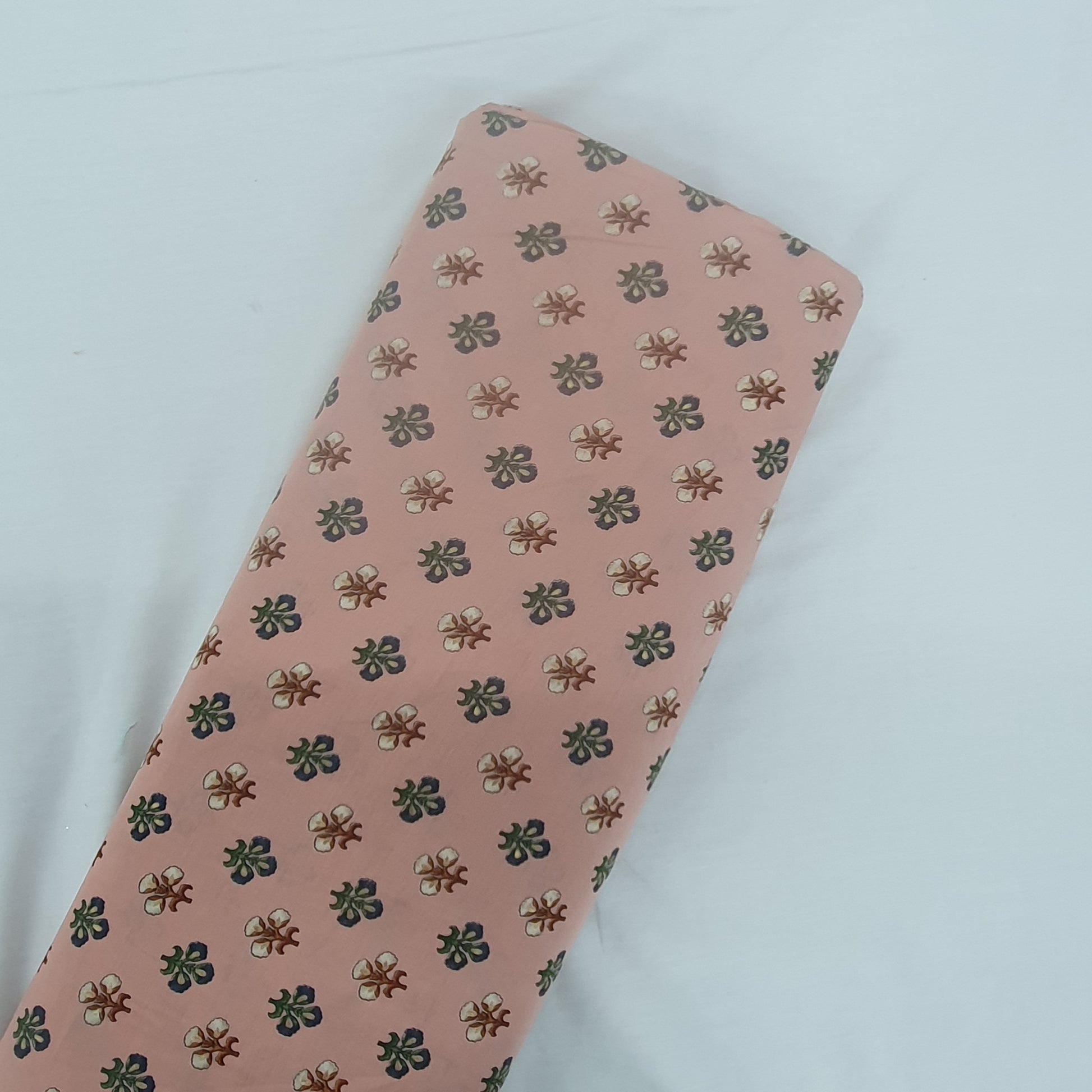 Pink Floral With Foil Print Rayon Fabric Trade UNO
