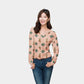 Pink Floral With Foil Print Rayon Fabric Trade UNO