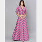 Pink Floral With Hand Block Print Cotton Fabric Trade UNO