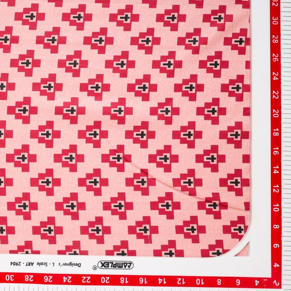 Pink Geometrical Print Rayon Fabric Trade UNO