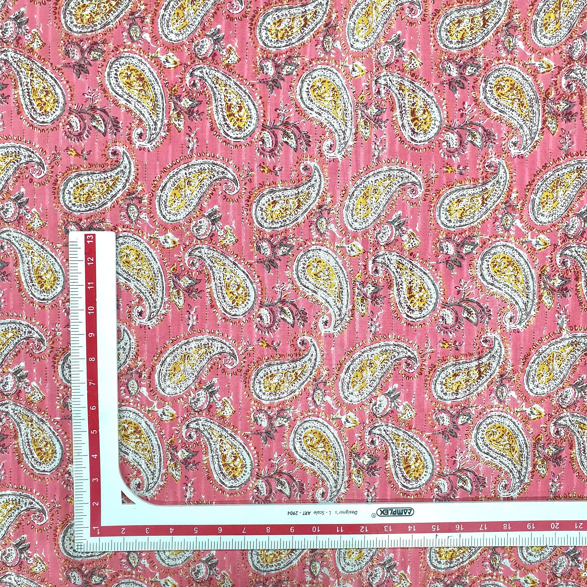 Pink Paisley Print Cotton Dobby Fabric Trade UNO