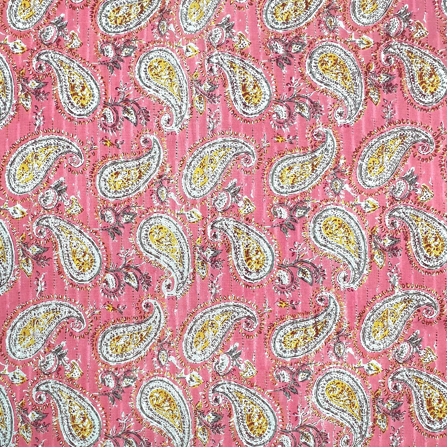 Pink Paisley Print Cotton Dobby Fabric Trade UNO