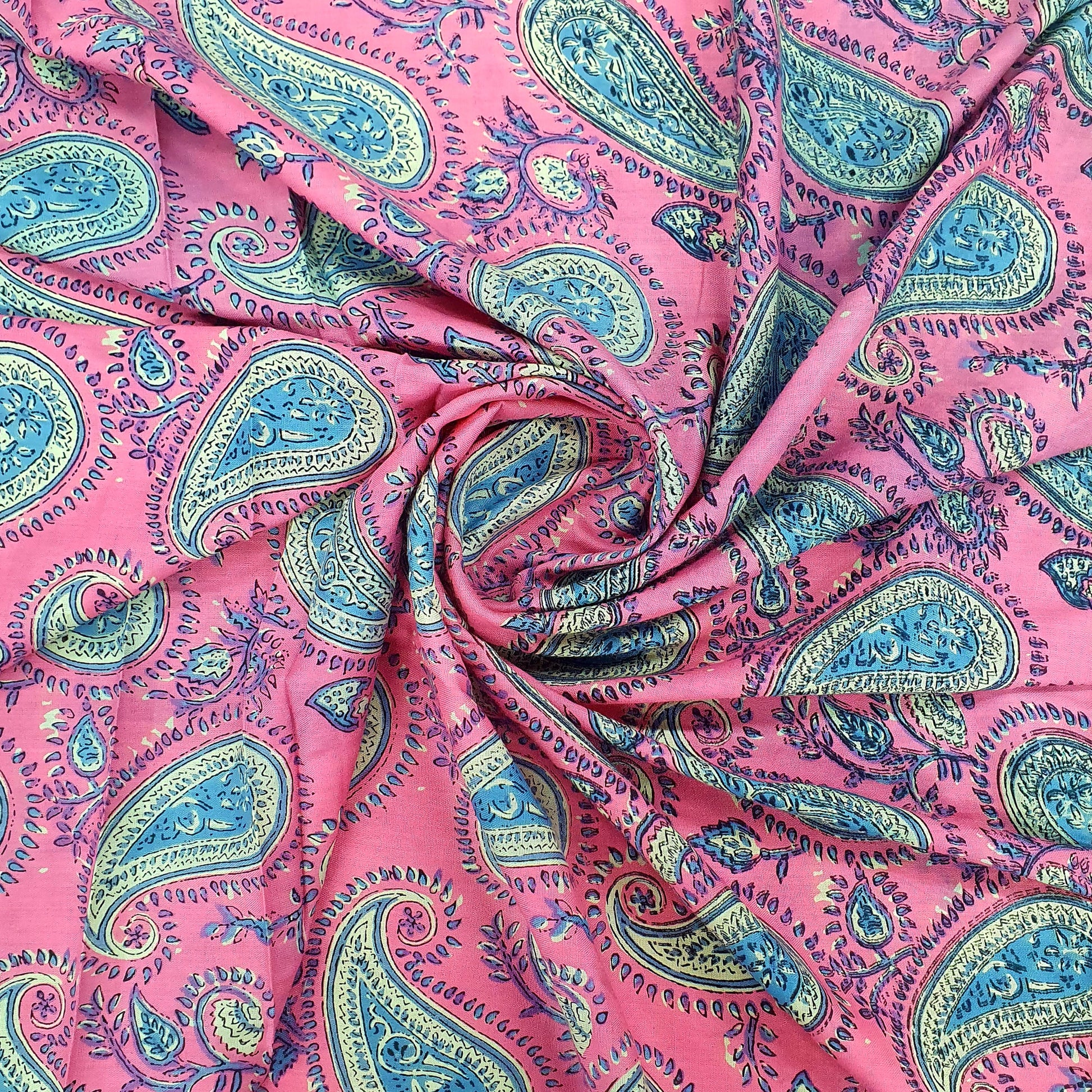 Pink Paisley Print Rayon Fabric Trade UNO