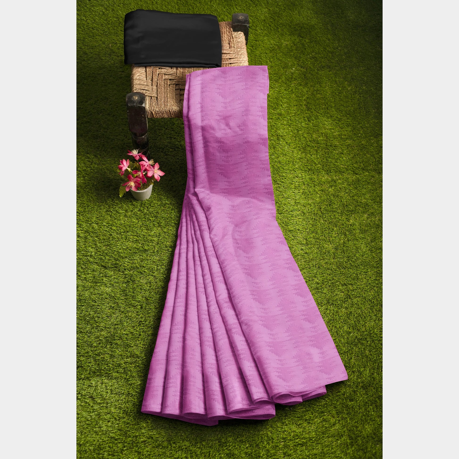 Pink Solid Jacquard Cotton Fabric Trade UNO