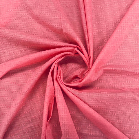 Pink Solid Jacquard Cotton Fabric Trade UNO