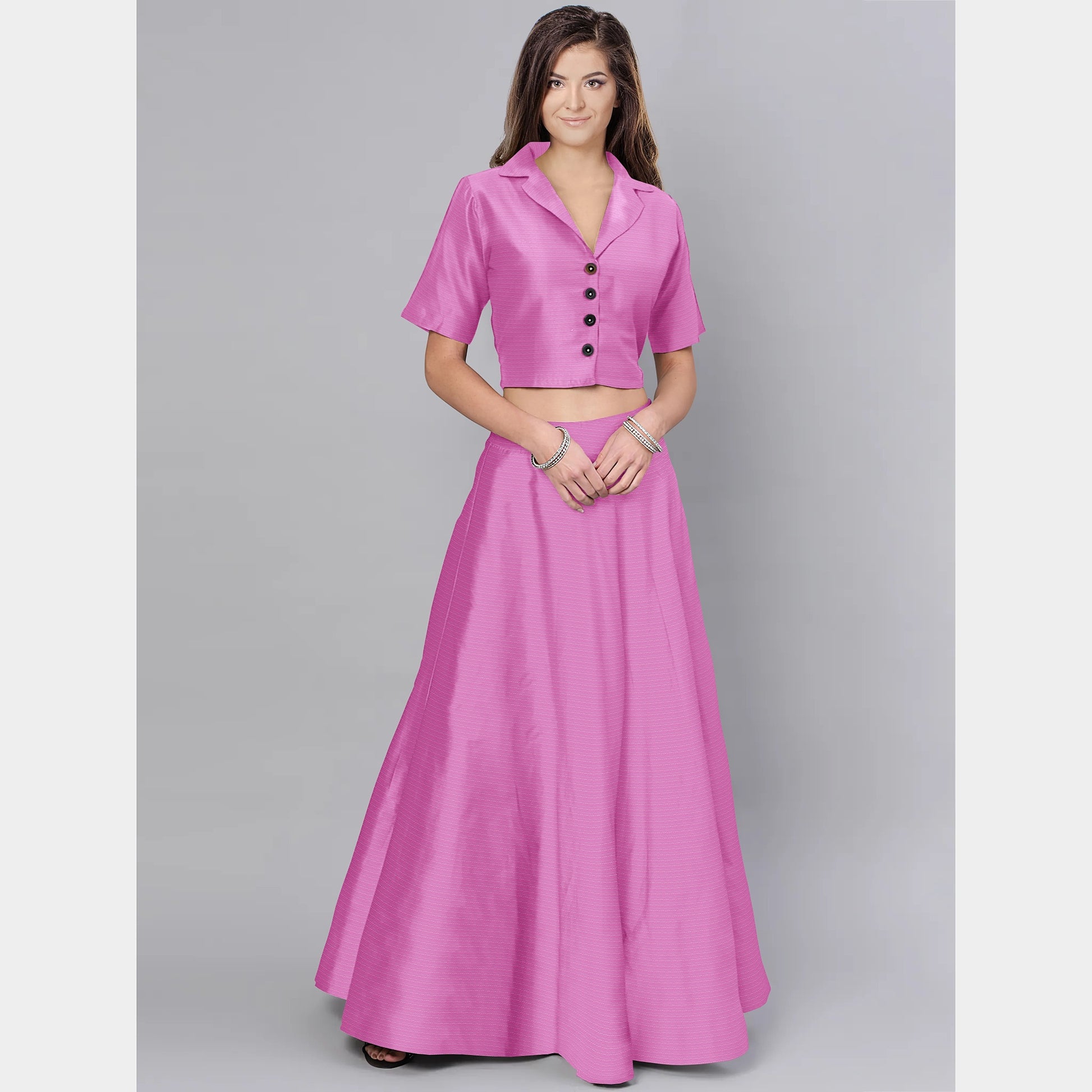Pink Solid Jacquard Cotton Fabric Trade UNO
