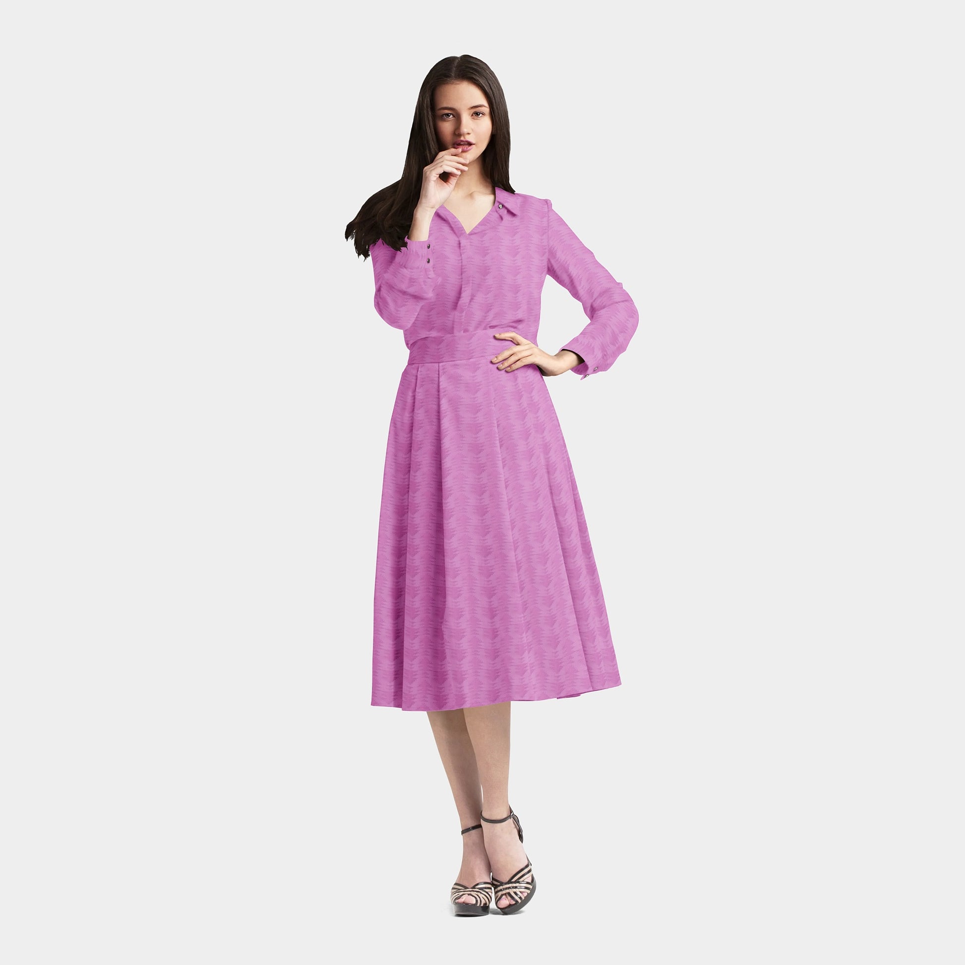 Pink Solid Jacquard Cotton Fabric Trade UNO