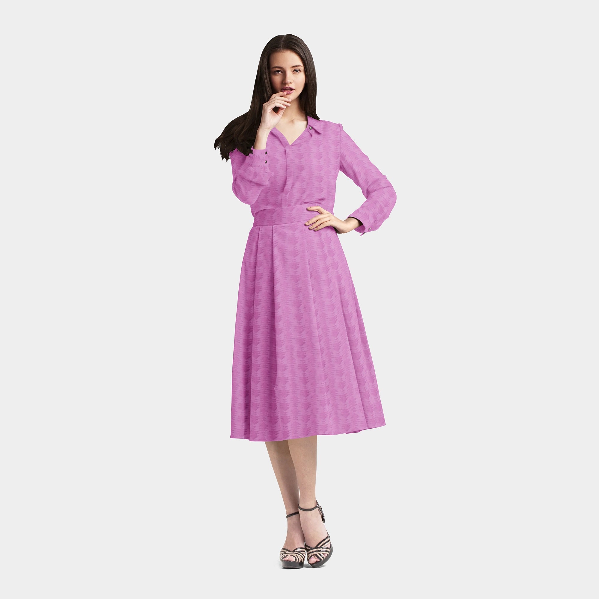 Pink Solid Jacquard Cotton Fabric Trade UNO