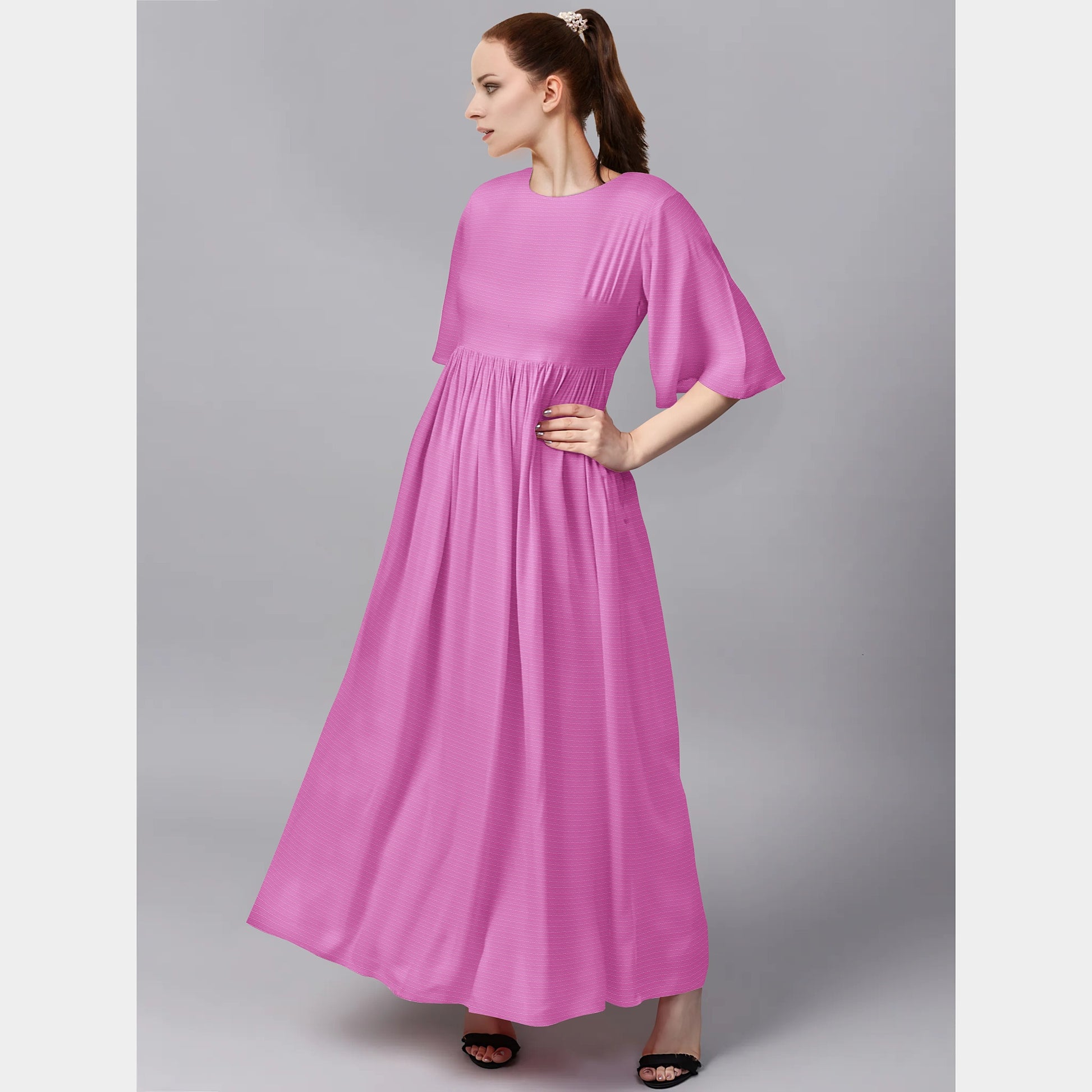 Pink Solid Jacquard Cotton Fabric Trade UNO