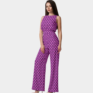 Pink Black Geometrical Ikkat Print Brocade Fabric 1