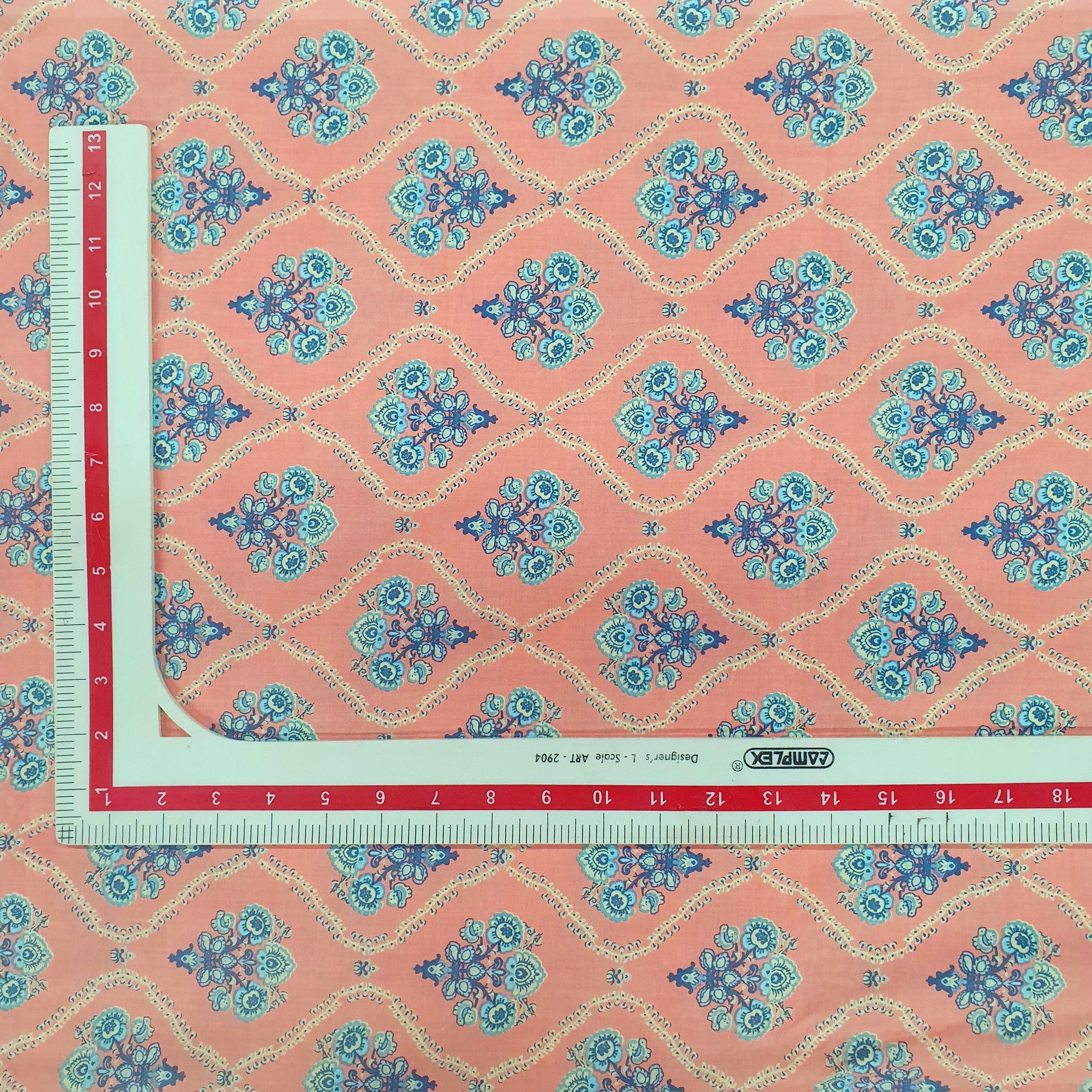 Pink & Blue Traditional Print Cotton Fabric Trade UNO