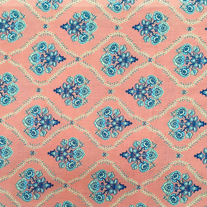 Pink & Blue Traditional Print Cotton Fabric Trade UNO