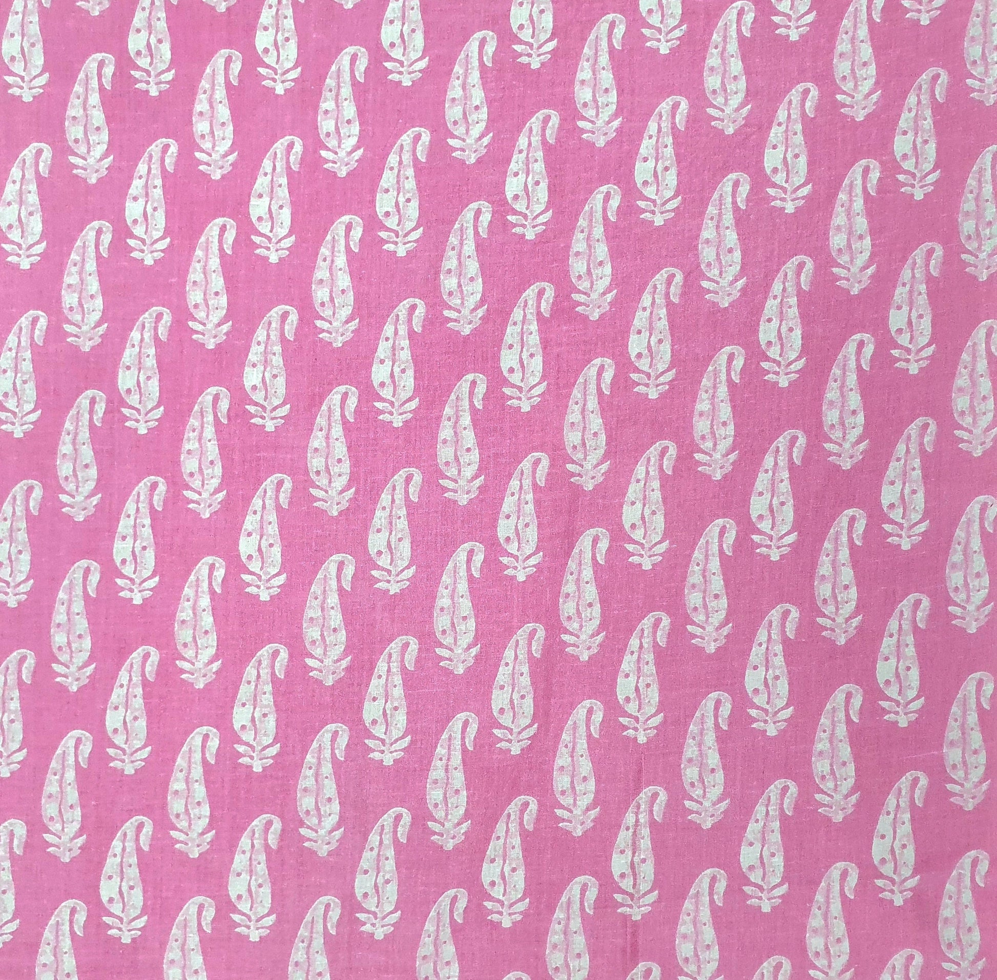 Pink & White Paisley Print Cotton Fabric Trade UNO