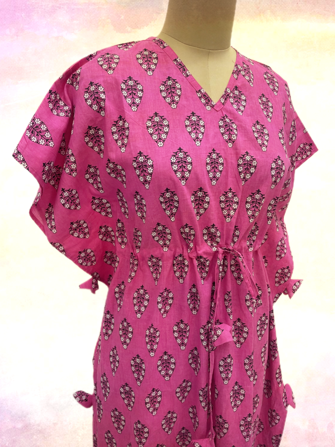 Pink Floral Print Kaftan - TradeUNO