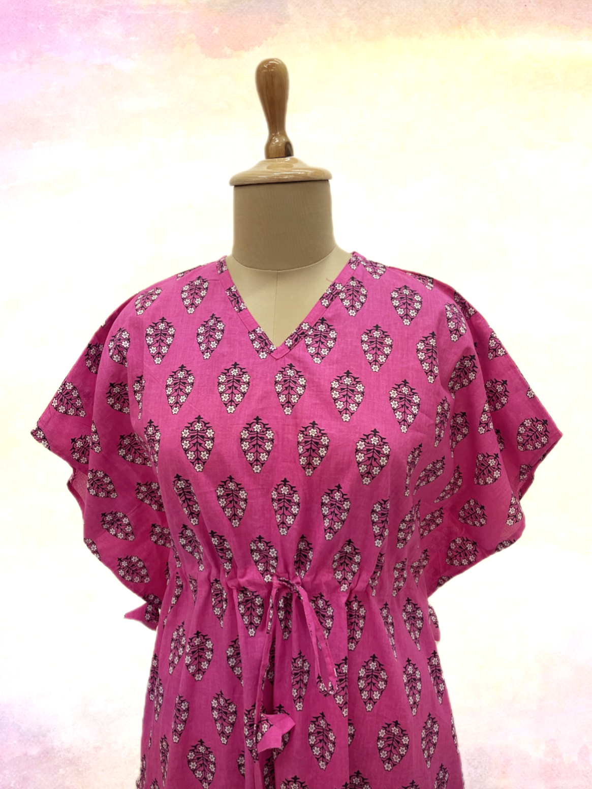 Pink Floral Print Kaftan - TradeUNO