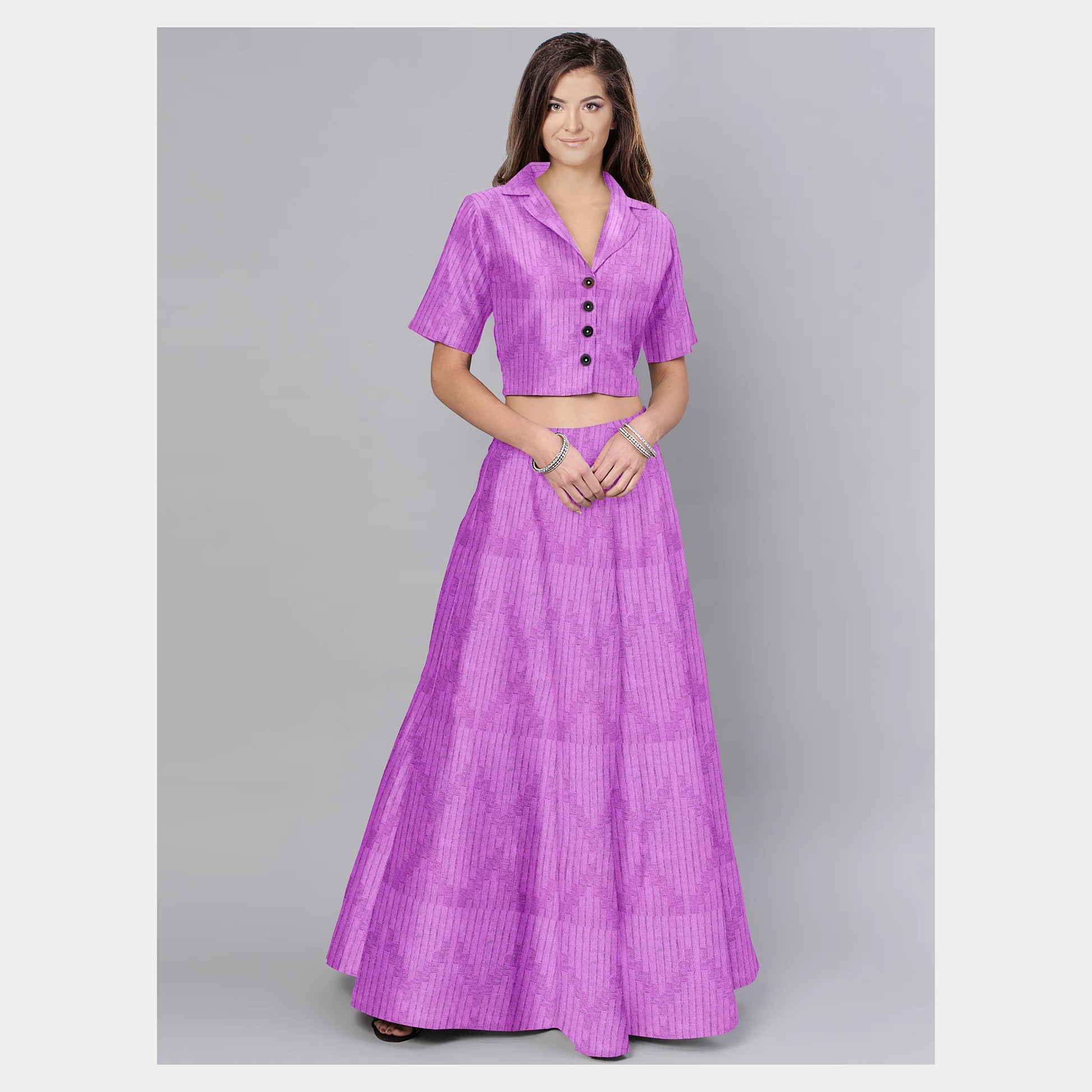 Purple Solid Jacquard Cotton Fabric Trade UNO