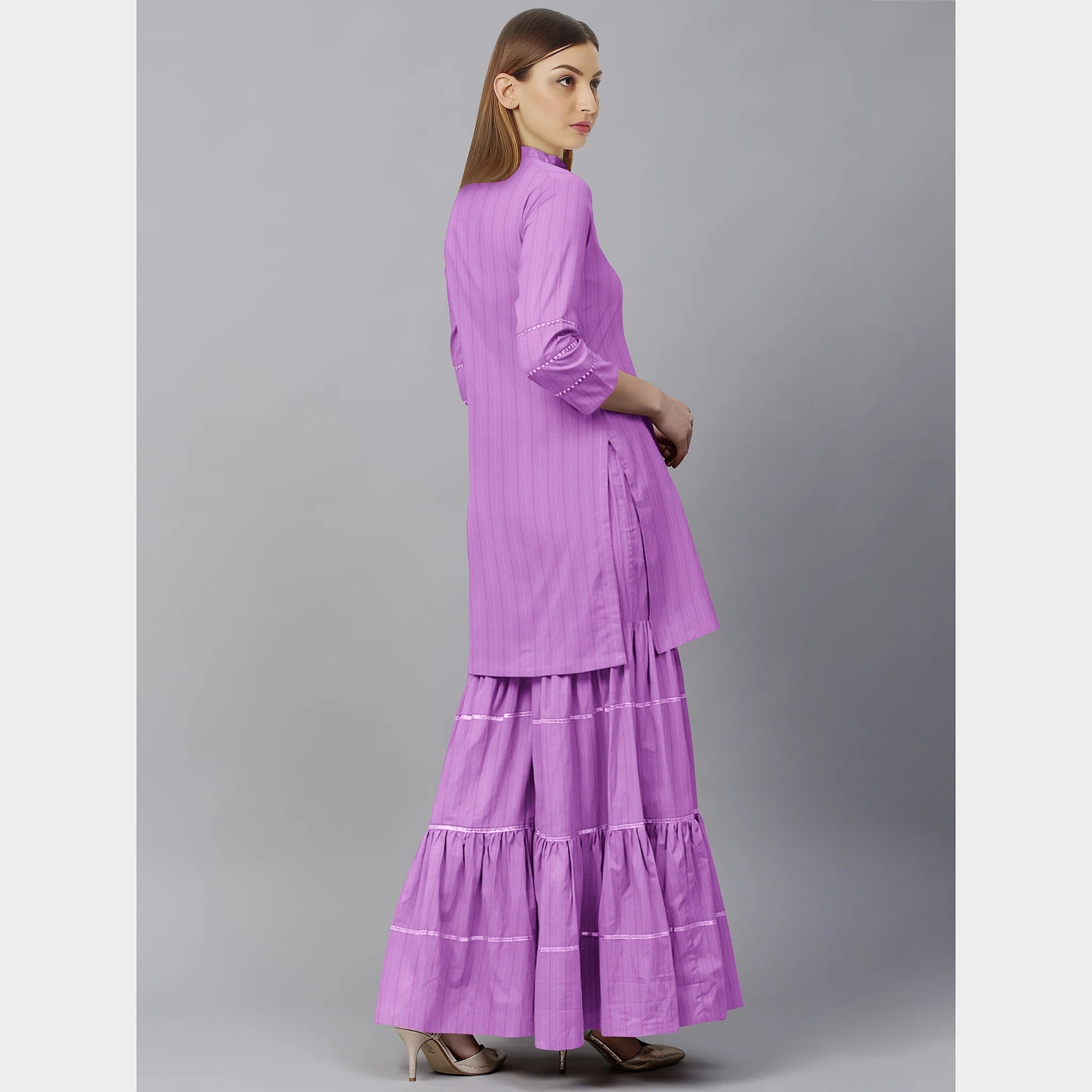 Purple Stripe Jacquard Cotton Fabric Trade UNO