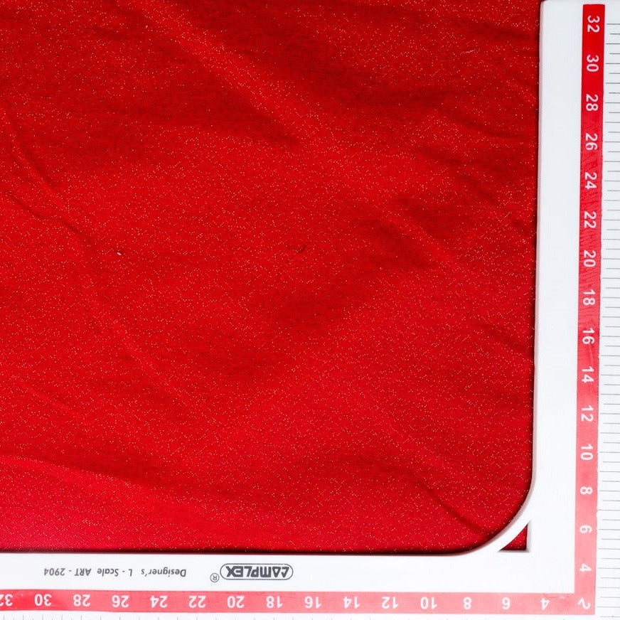 Red With Gold Lurex Solid Handloom Fabric Trade UNO