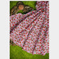 Red & Pink Ditsy Floral Print Moss Crepe Fabric Trade UNO