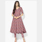 Red & Pink Ditsy Floral Print Moss Crepe Fabric Trade UNO