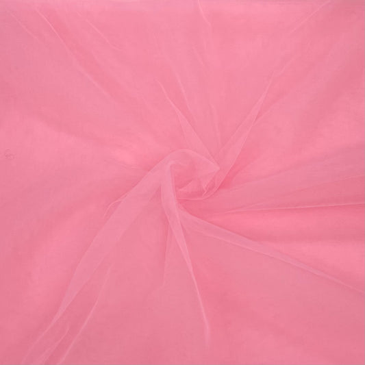 Salmon Pink Solid Net Fabric