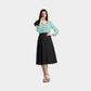 Sea Green Geometrical Pattern Embroidery Georgette Fabric Trade UNO