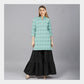 Sea Green Geometrical Pattern Embroidery Georgette Fabric Trade UNO