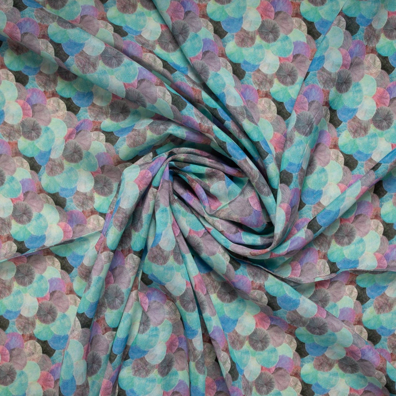 Sky Blue Digital Print Shisha Crepe Fabric Trade UNO