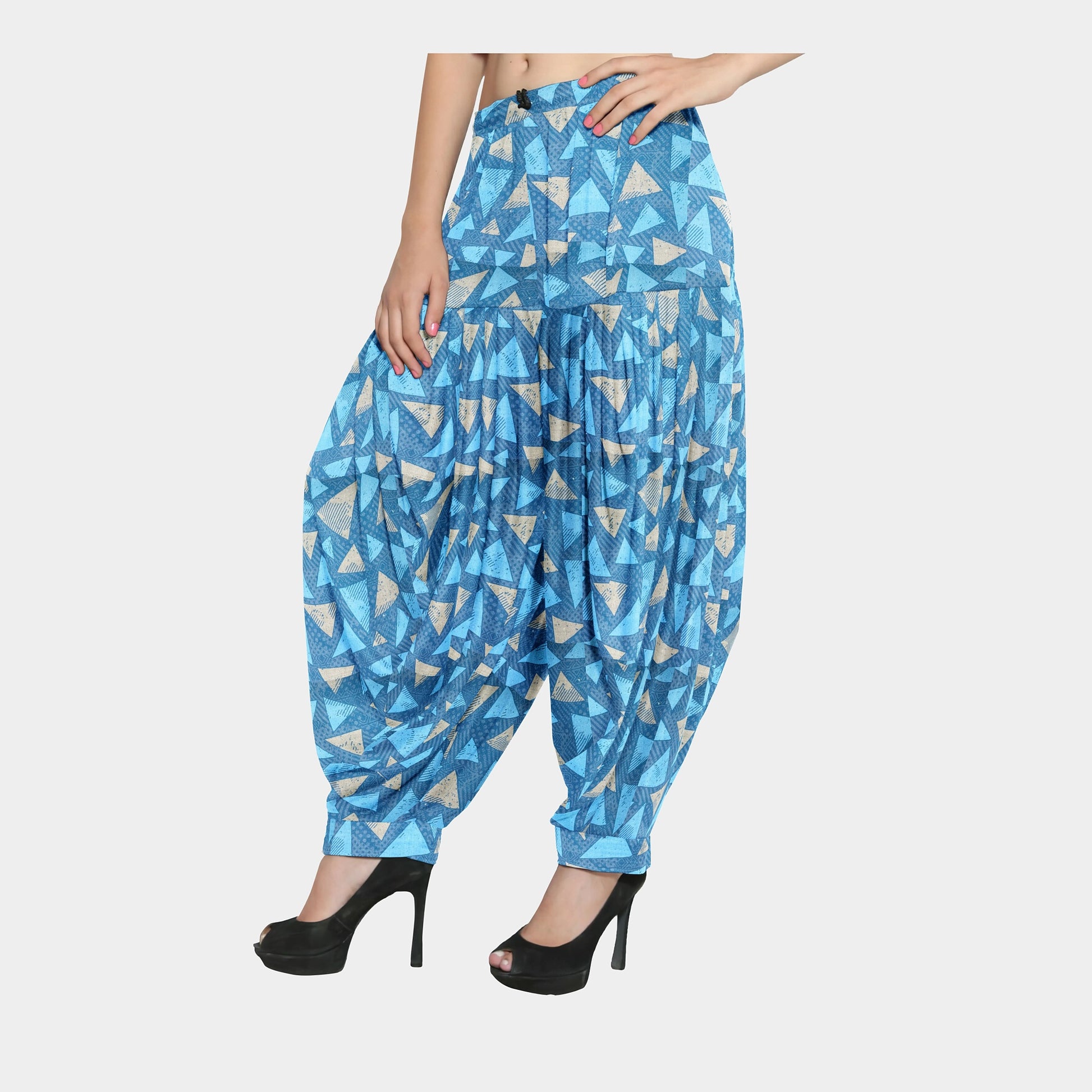 Sky Blue Geometrical Print Viscose Dobby Fabric Trade UNO