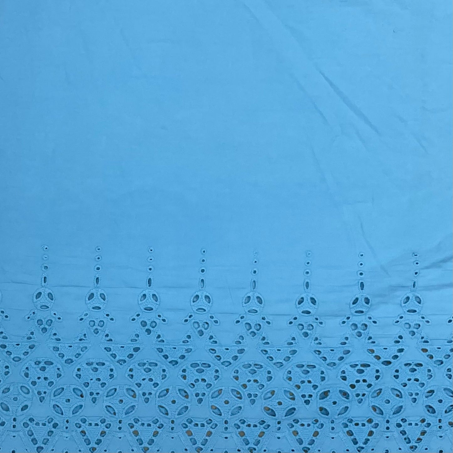 Sky Blue Schiffli Embroidery Cotton Fabric - TradeUNO