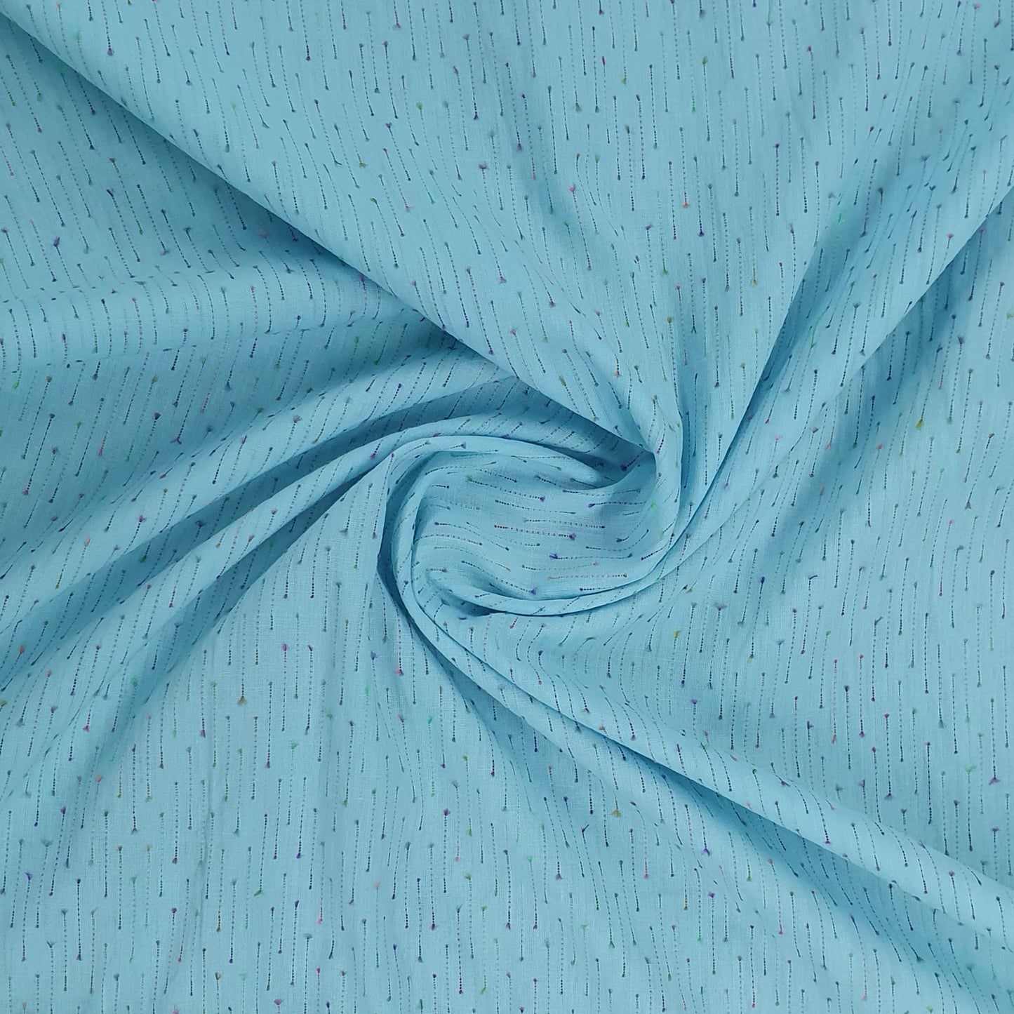 Sky Blue Solid Jacquard Cotton Fabric Plain Weave 48 Inches TU-2015