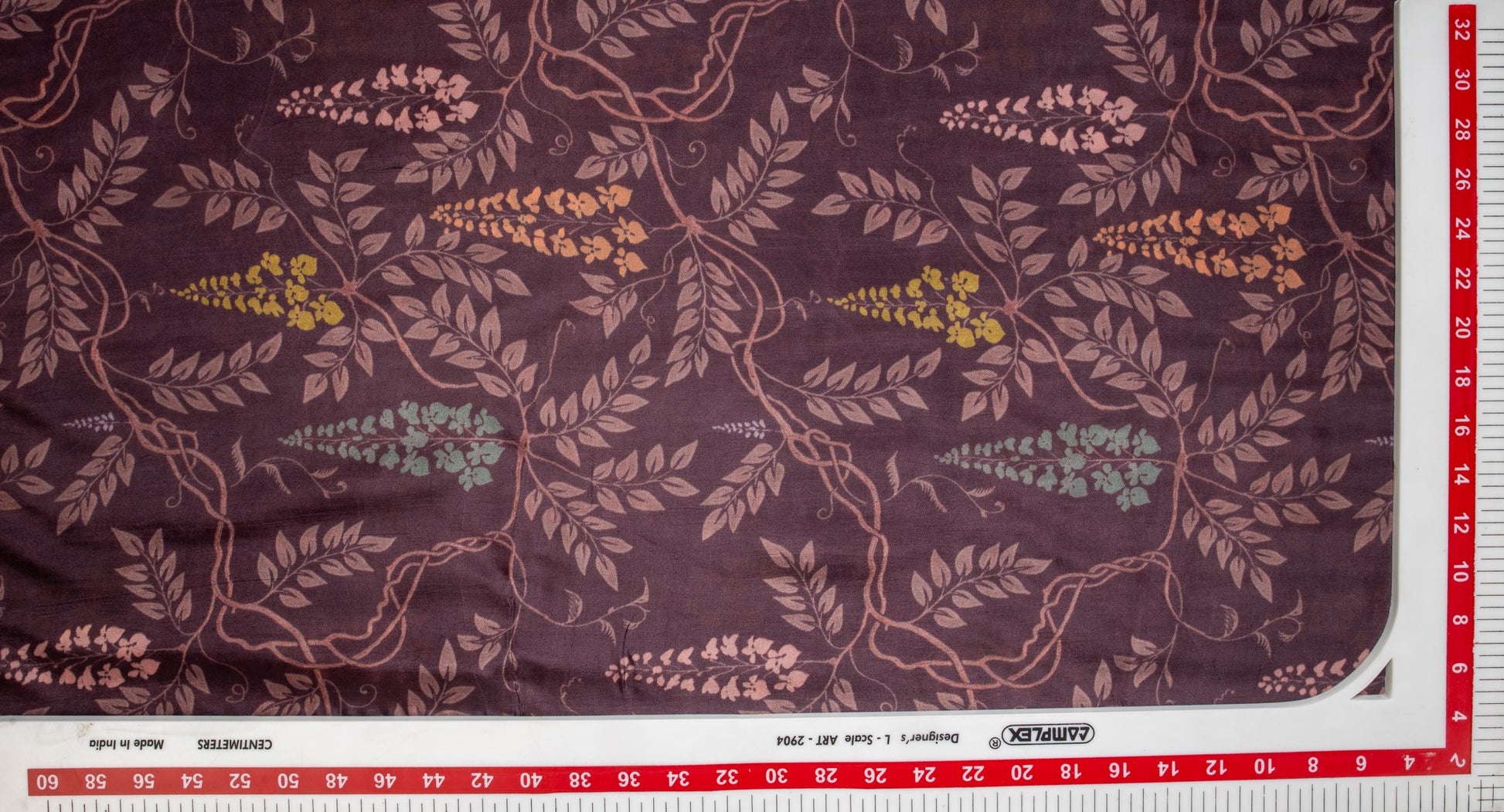 Dark Purple Floral Print Satin Bemberg Fabric Trade UNO