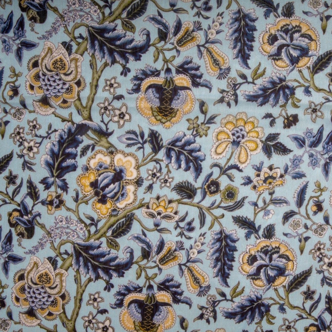 Light Blue Mughal Print Viscose Voile Fabric Trade Uno