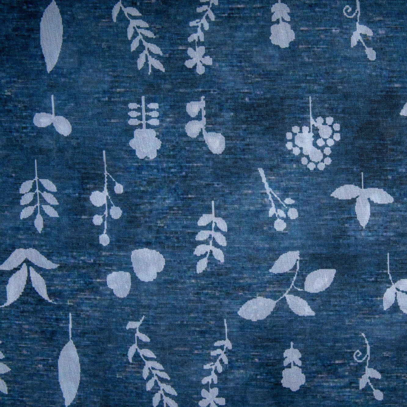 Indigo Floral Print Viscose Voile Fabric Trade Uno